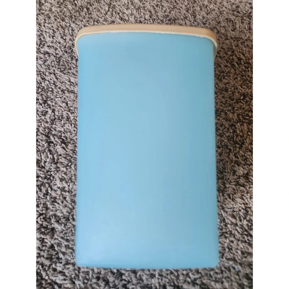 Vintage Tupperware Blue Servalier Canister with Tan Lid 811-11 Made in USA 7.5in